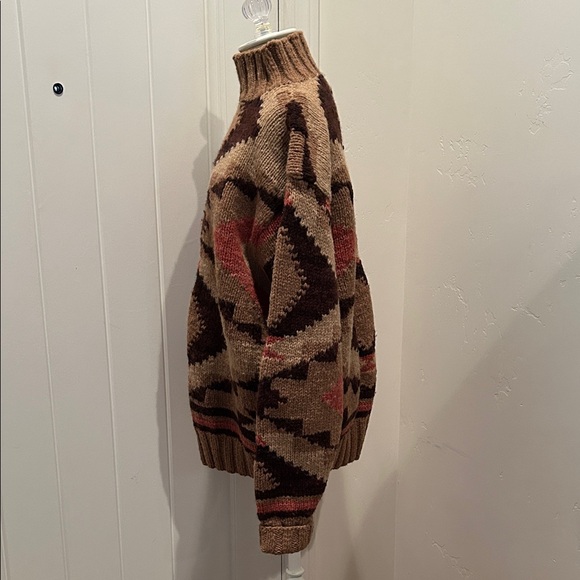 Polo Country Ralph Lauren Wool Hand Knit Patterned Brown Sweater - Picture 4 of 6